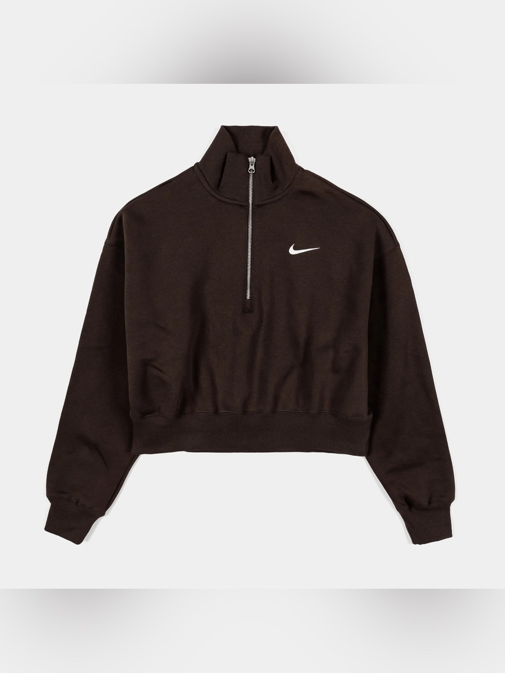 NIKE NSW PHOENIX FLEECE OVERSIZED HALF-ZIP CROP HOODIE Brown - Picture 5 of 5